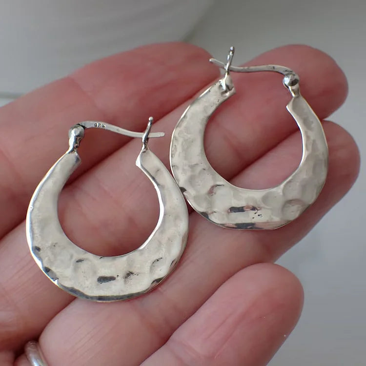 Single Hammered Hoop Earrings