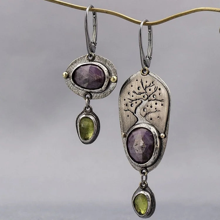 Vintage Irregular Purple Diamond Earrings