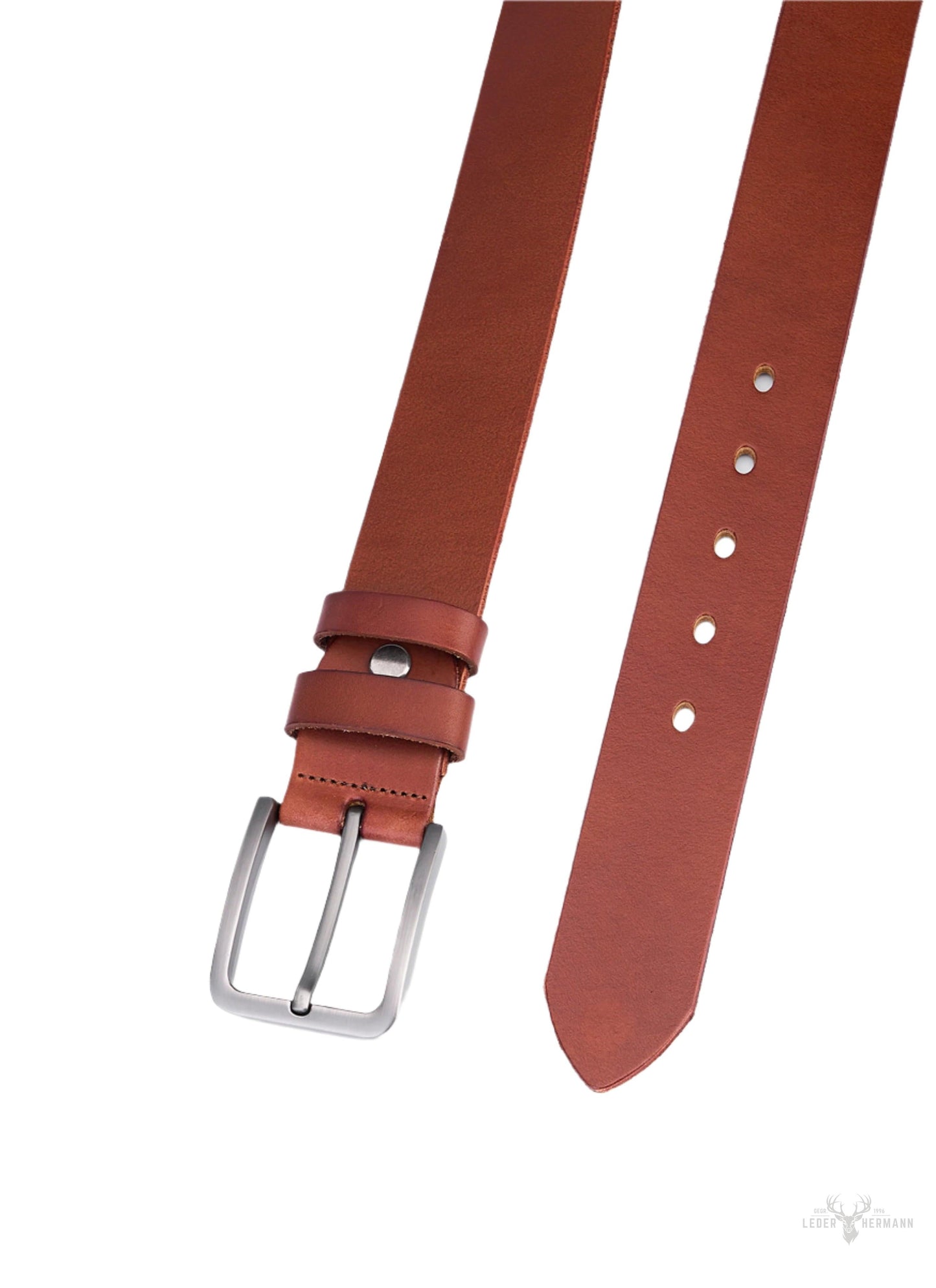Stylish brown round leather belt for men