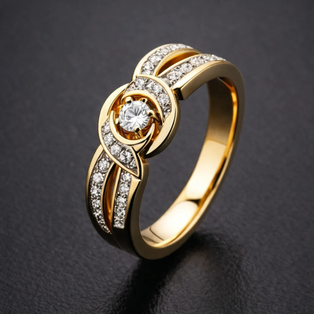 Golden Infinity Crystal Ring