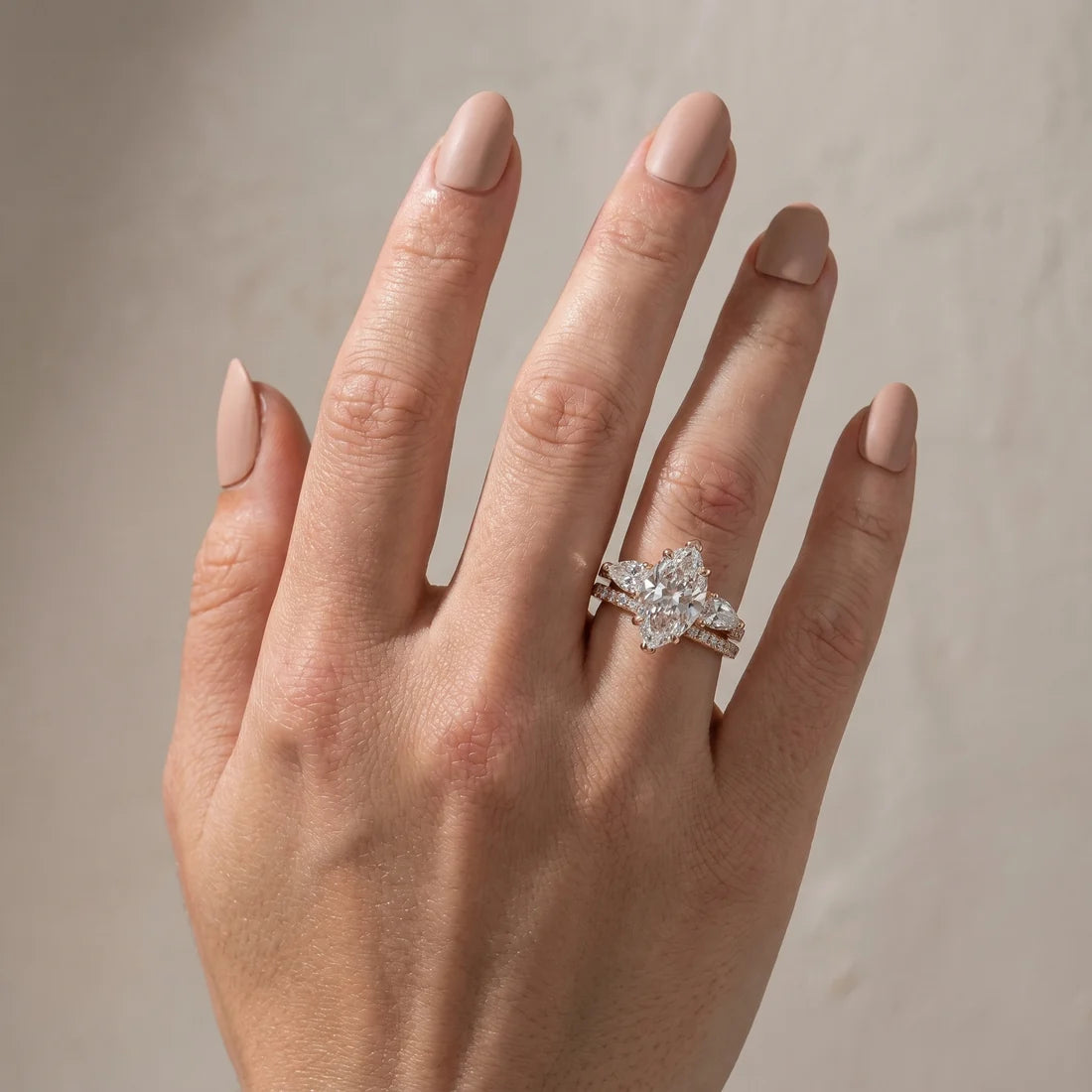 Marquise Cut Insert Wedding Ring Set