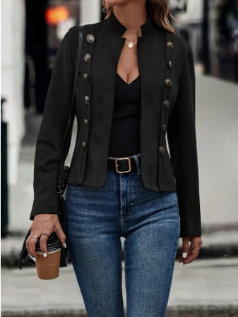 Elegant double-breasted slim-fit leather jacket