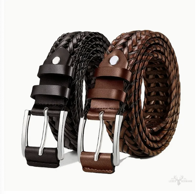 Set of 2 Zarino's Freizeit leather belts without holes
