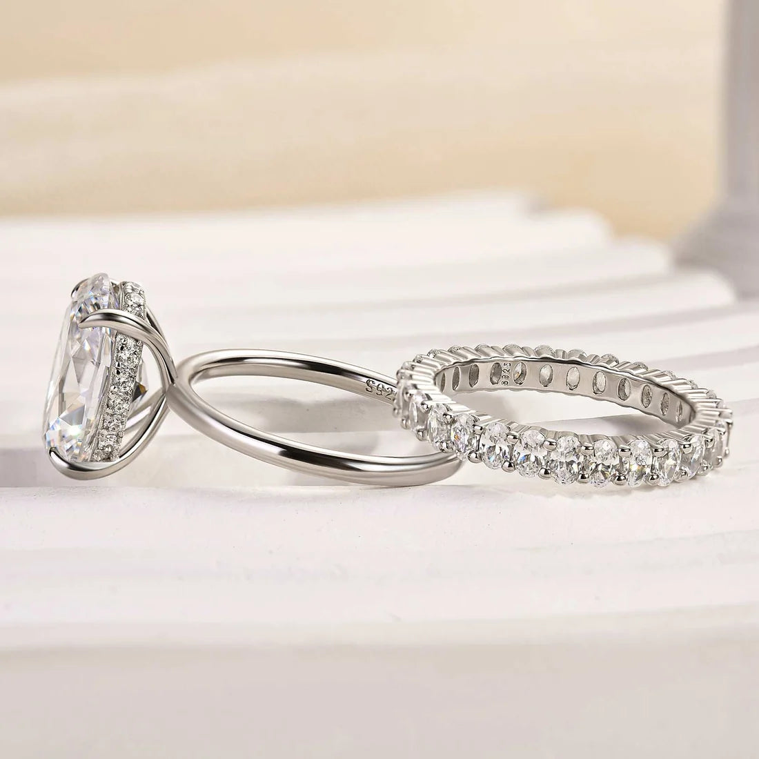 Oval Cut 2PC Wedding Ring Set