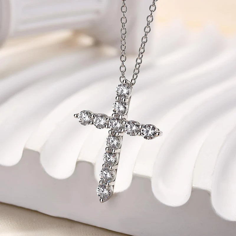 Sterling Silver Fashion Cross pendant Necklace