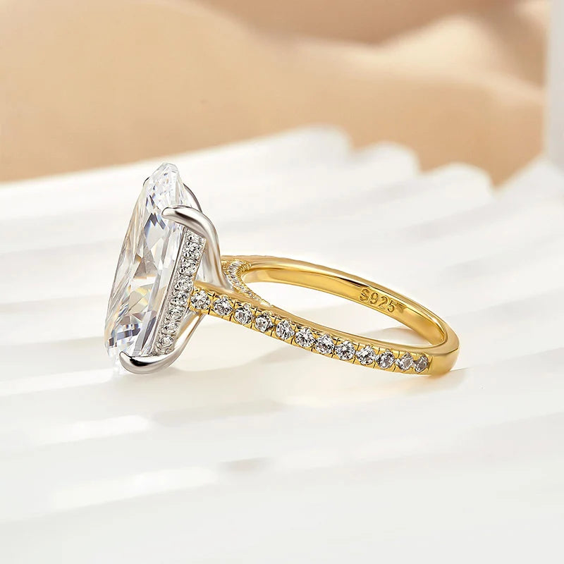 Luxurious Two Tone Oval Cut Engagement Ring