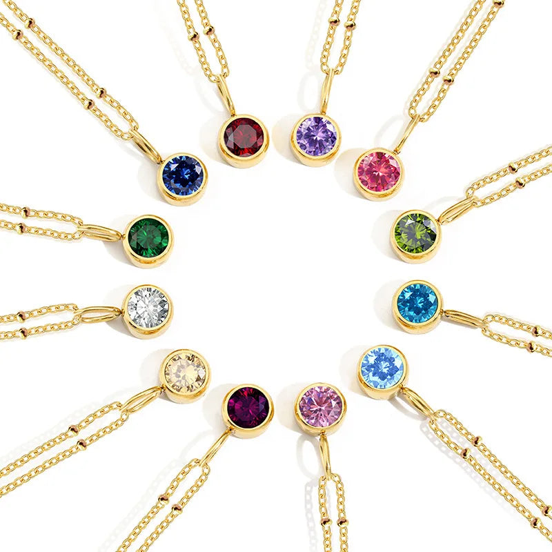 Dainty Birthstone Necklace with Beaded Chain