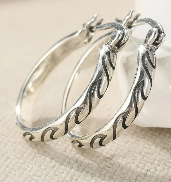 Vintage Textured Boho Hoop Earrings