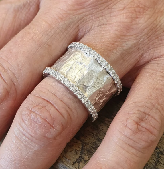 Vintage Wide Silver Plated Statement Ring