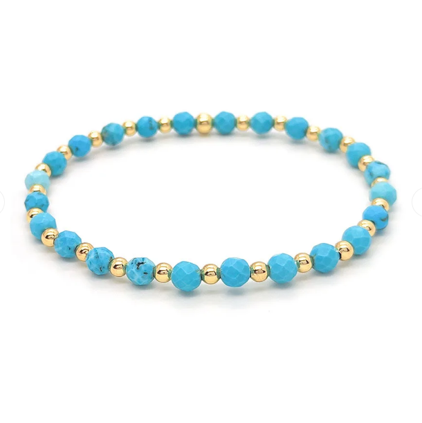 Vintage Turquoise Beaded Cross Charm Bracelet