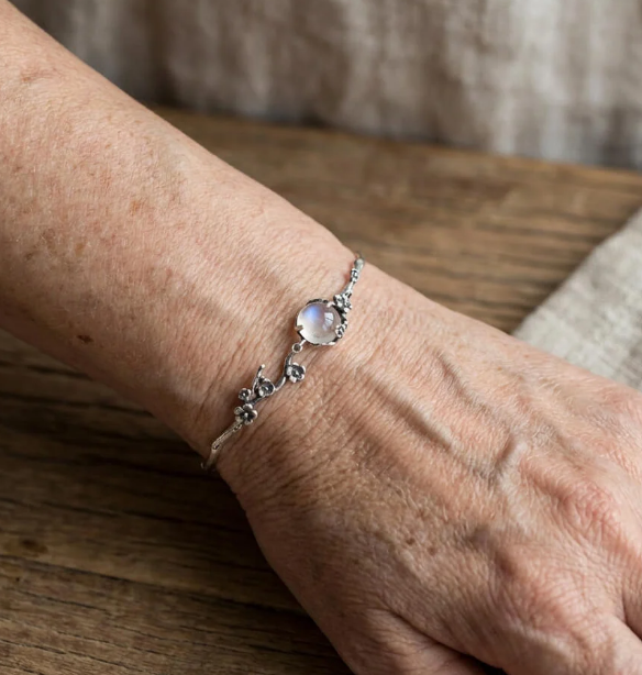 Vintage Silver Plated Floral Branch Bracelet