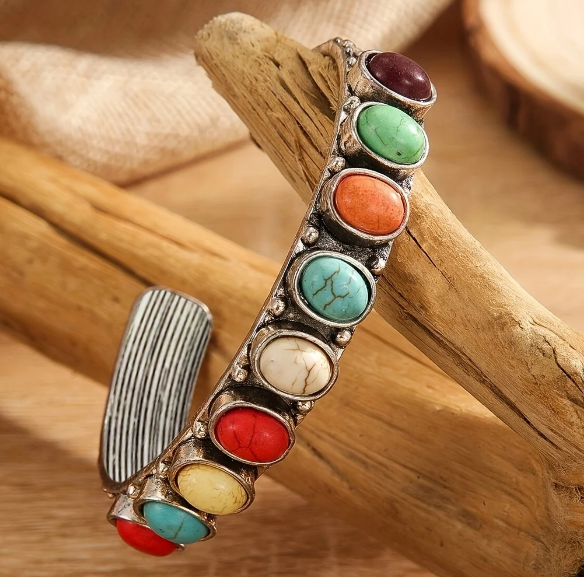 Vintage Style Multistone Turquoise Cuff Bracelet