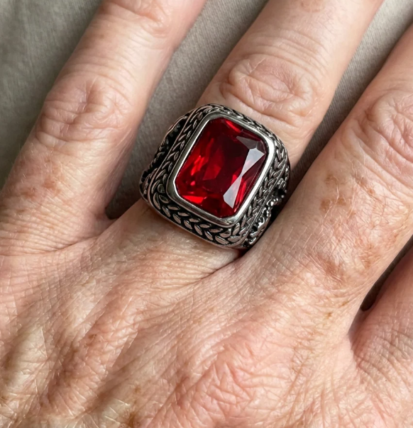 Vintage Red Turkish Signet Ring