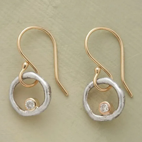 Irregular Circle Rhinestone Earrings
