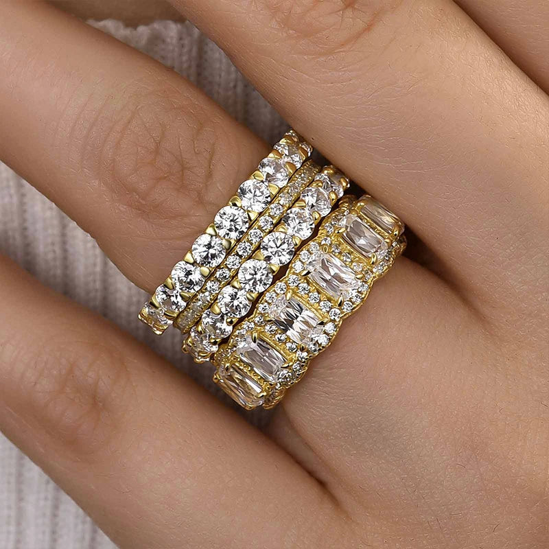 Cushion Cut 4PC Wedding Ring Set