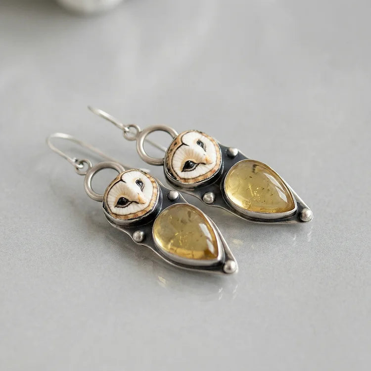 Moonlight Stone Owl Earrings