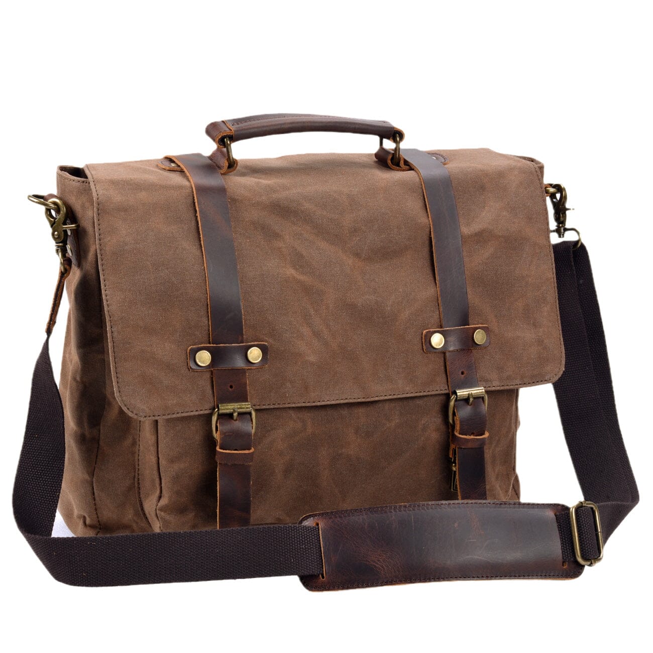 Canvas and leather shoulder bag | BRUGES
