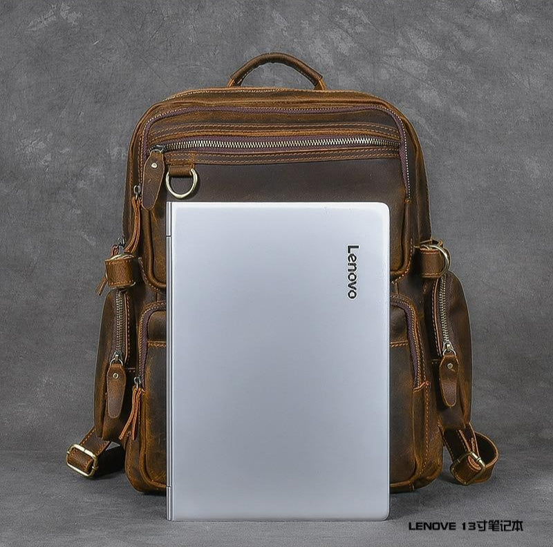 Brown Leather Backpack | BARCELONA