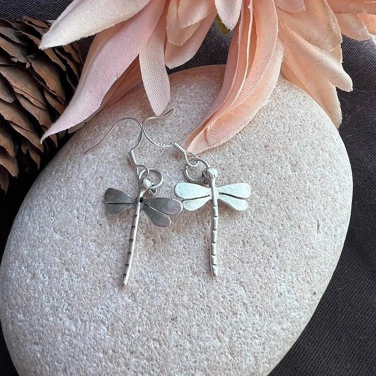 Vintage Dragonfly Dangle Hoop Earrings