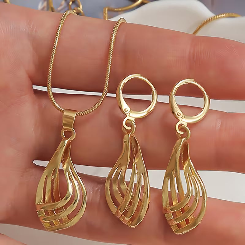 Golden Radiance Cascade Jewelry Set