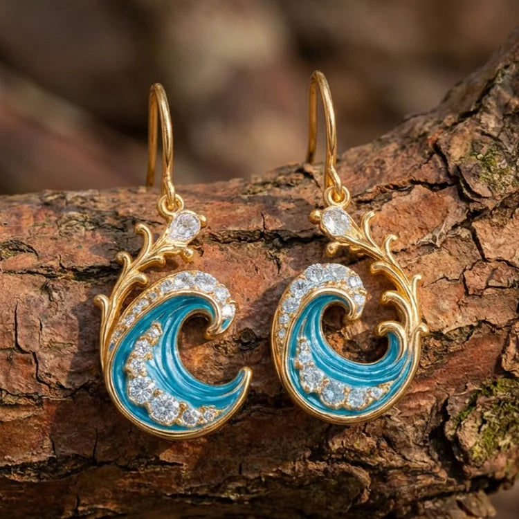 Fashionable Golden Wave Earrings