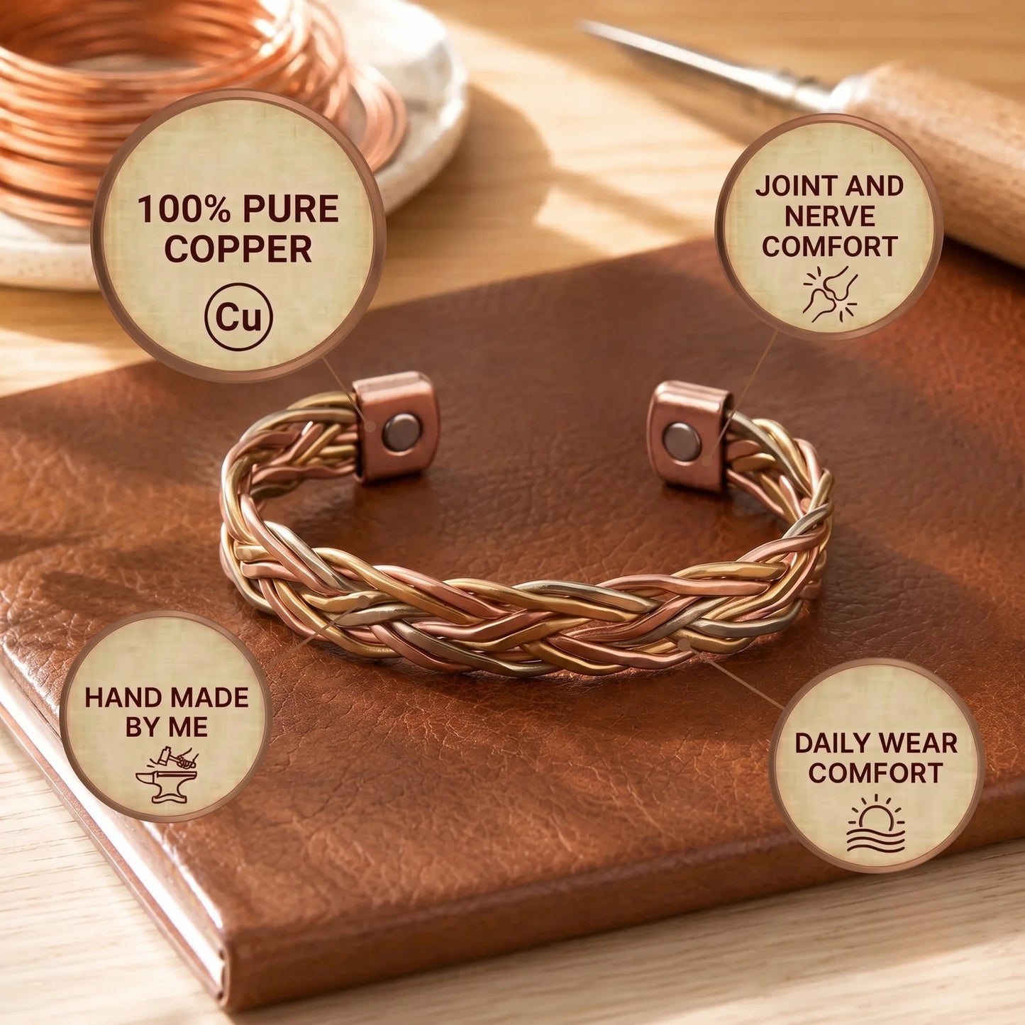 Zarinos's Plait Copper Bracelet