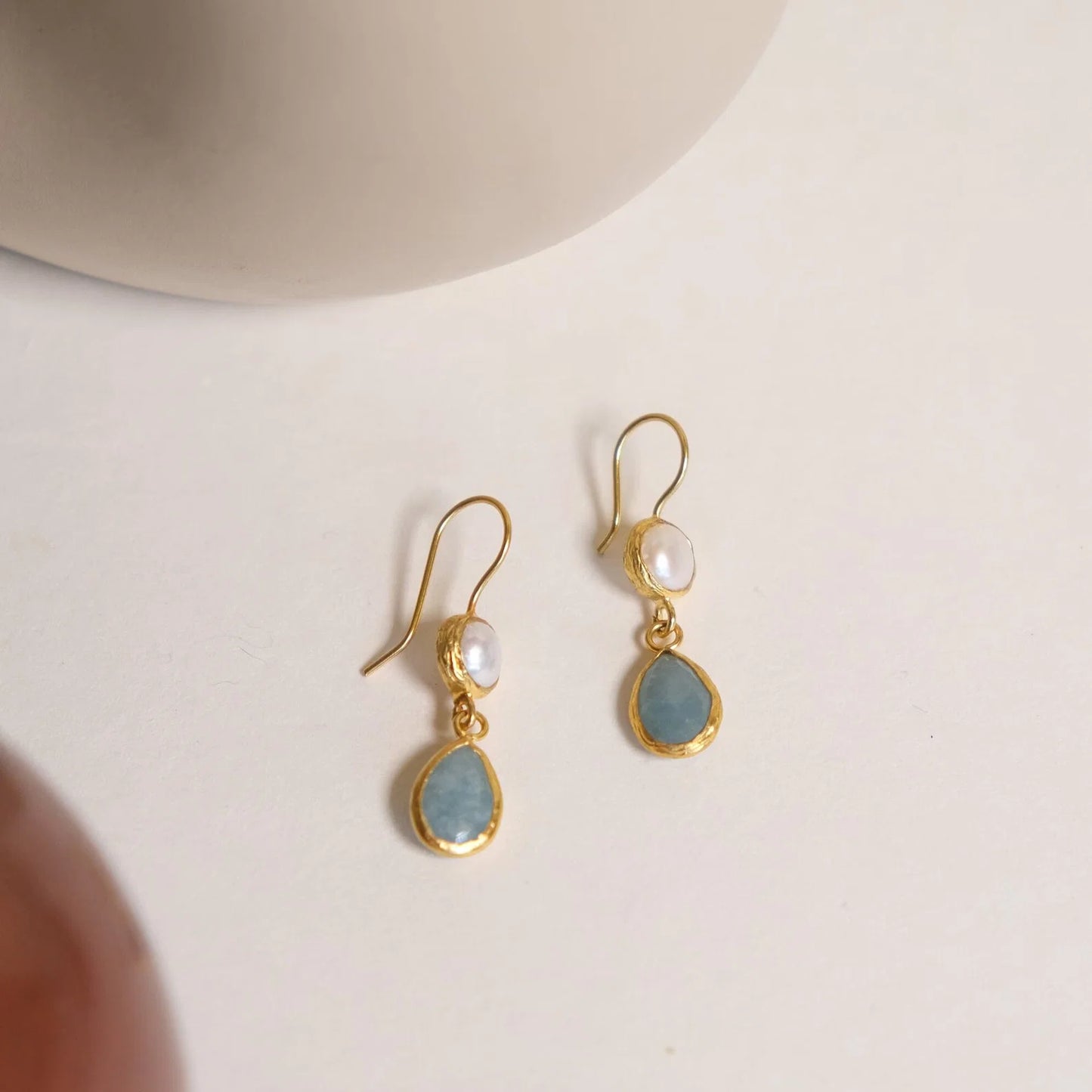 Vintage Blue Drop Pearl Earrings