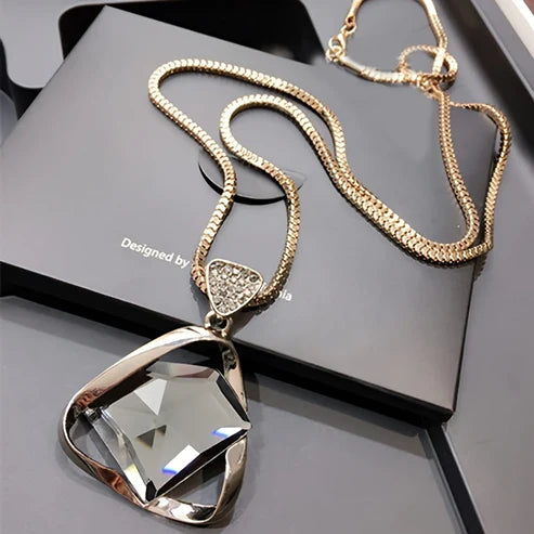 Crystal Pendant Gold Necklace