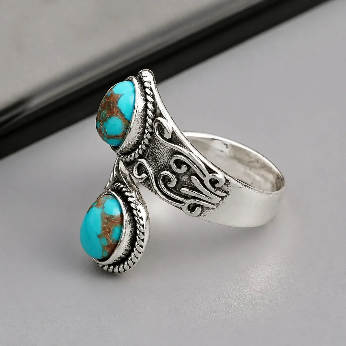 Vintage Silver Turquoise Cross Ring