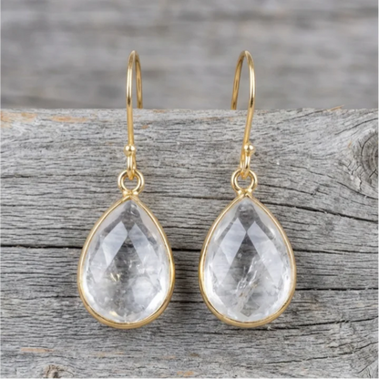 Vintage Crystal Drop Golden Earrings