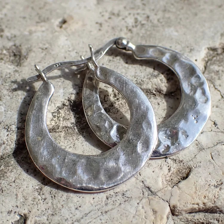 Single Hammered Hoop Earrings