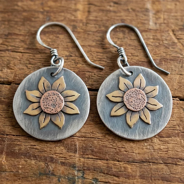 Vintage Rounded Sunflower Earrings