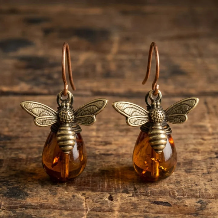 Vintage Bee Natural Stone Earrings