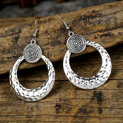 Vintage Ethnic Style Round Hollow Pattern Earrings