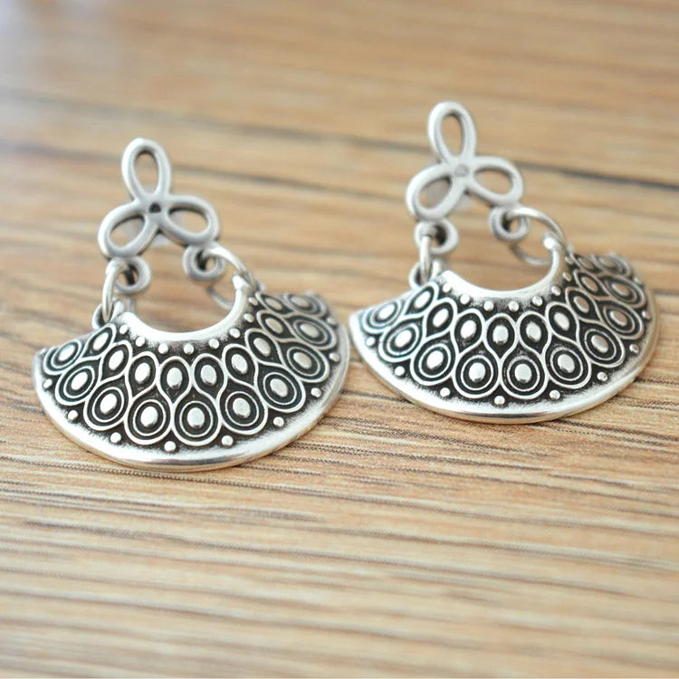Vintage Antique silver dangling Greek Shield earrings
