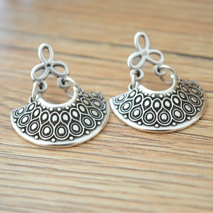 Vintage Antique silver dangling Greek Shield earrings