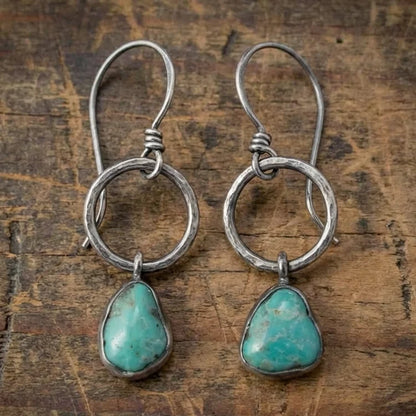 Vintage Natural Turquoise Stone Earrings