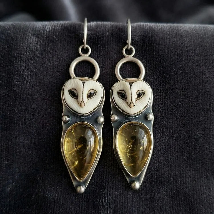 Moonlight Stone Owl Earrings