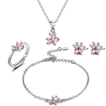 Rose Gold Paw Jewelry Set