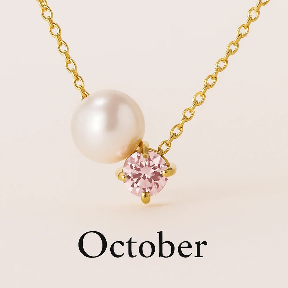 Pearl & Zircon Birthstone Pendant Necklace