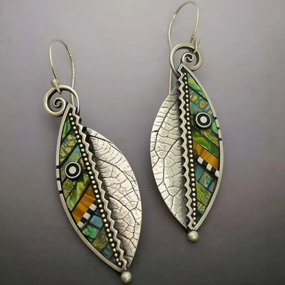 Bohemian Mozaic Leaf Earrings