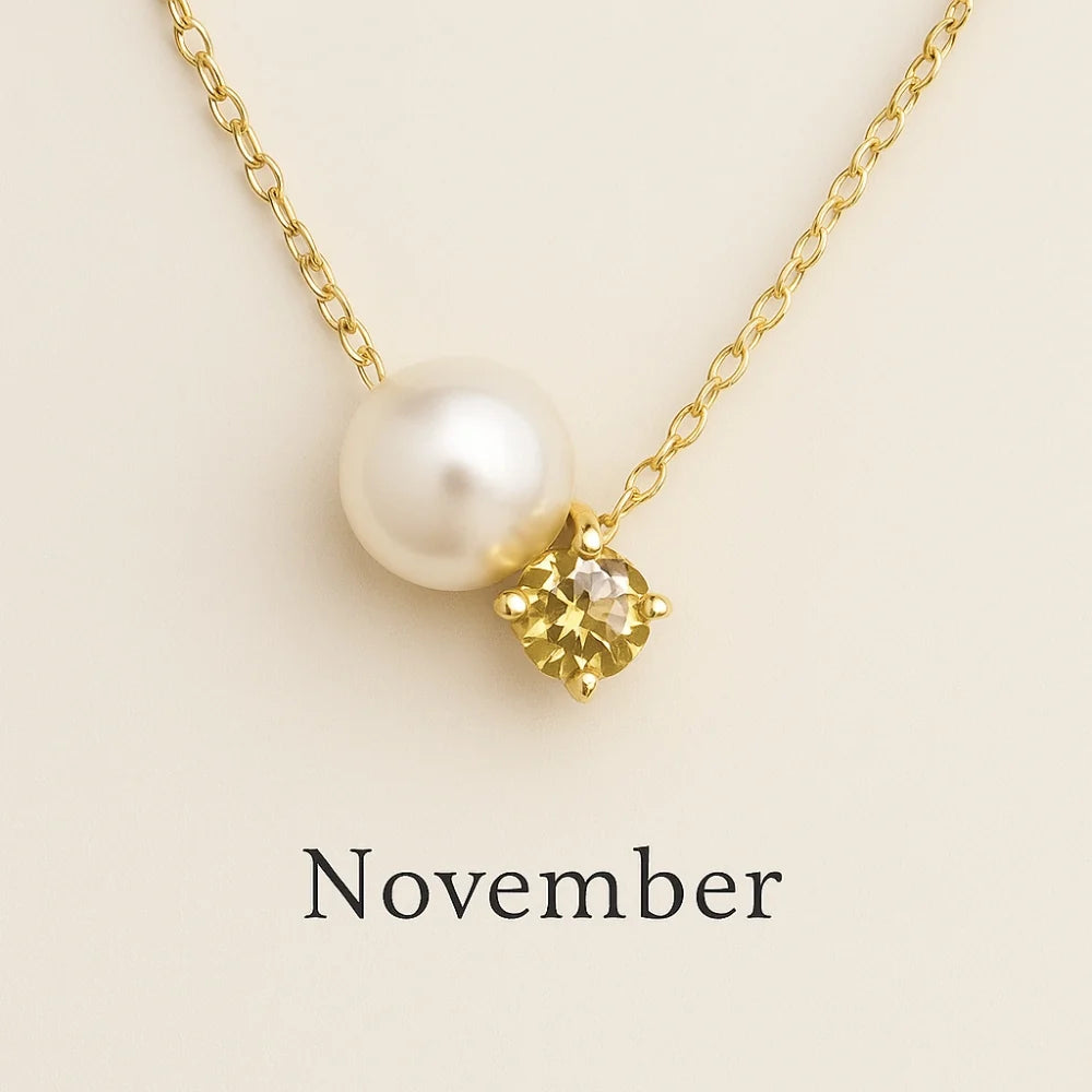 Pearl & Zircon Birthstone Pendant Necklace