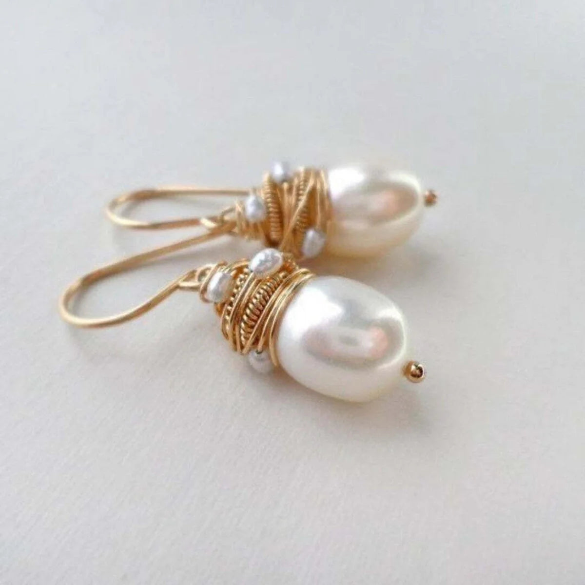 Golden Thread Pearl Vintage Earrings