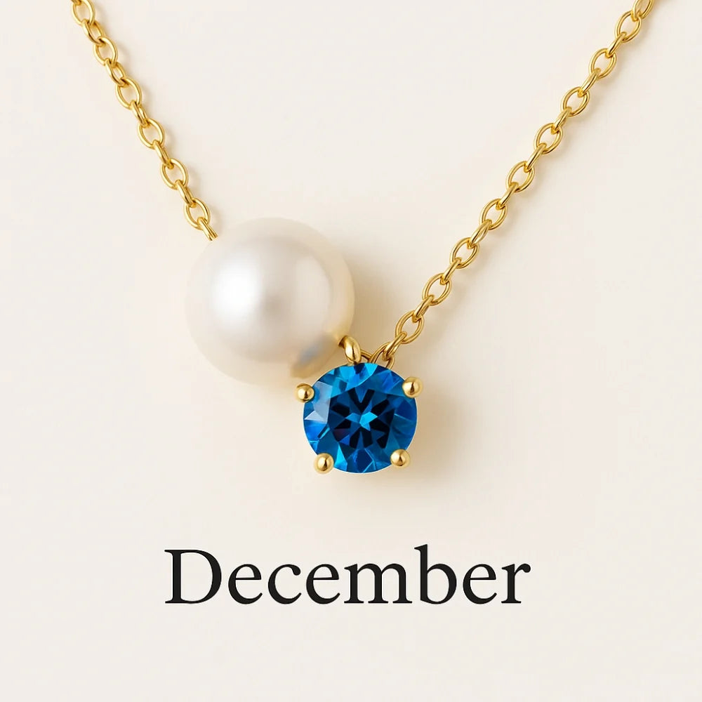 Pearl & Zircon Birthstone Pendant Necklace