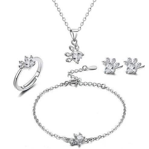 Rose Gold Paw Jewelry Set
