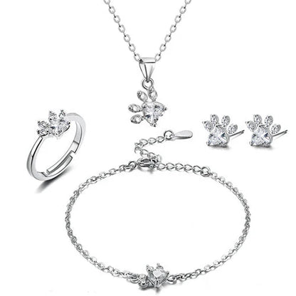 Rose Gold Paw Jewelry Set