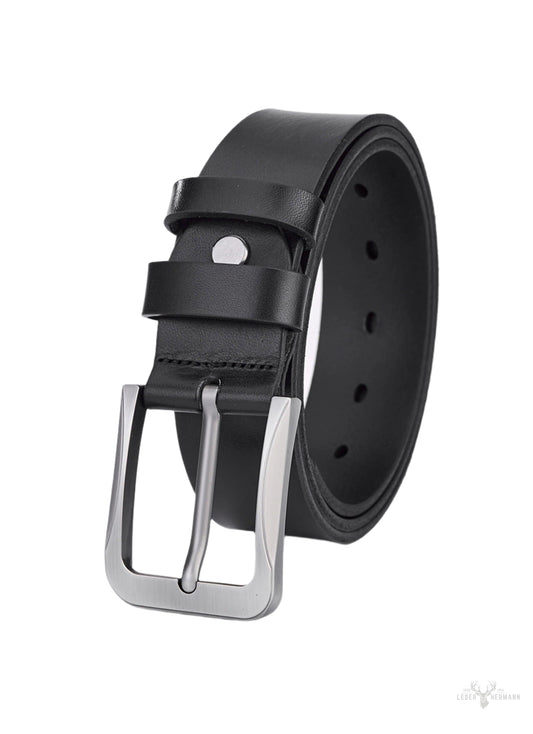 Luxe Round Leather Belt for Men - Vintage Pattern for a Timeless Look