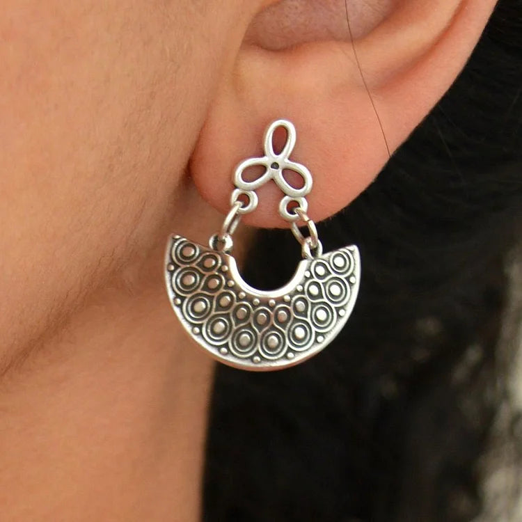 Vintage Antique silver dangling Greek Shield earrings