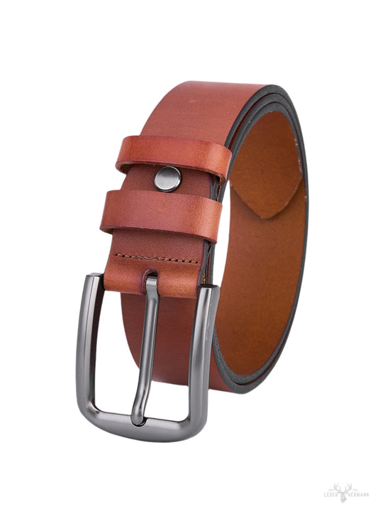 Stylish round leather belt for men