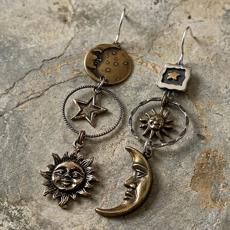 Sun-Moon Pendant Earrings